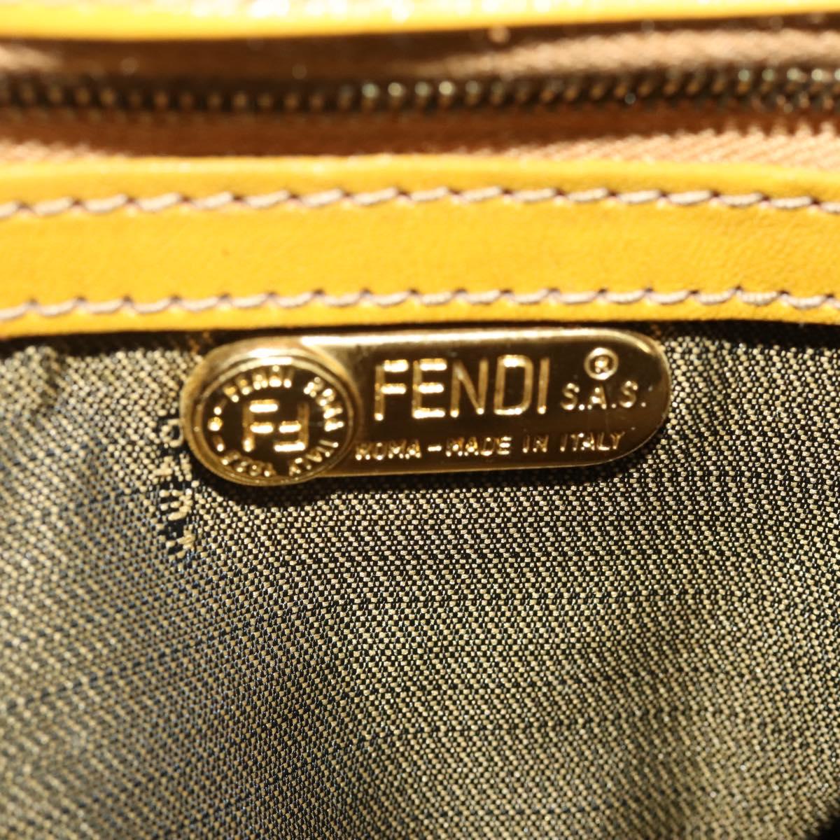 FENDI Shoulder Bag Canvas Brown Gold Tone Auth 205851A
