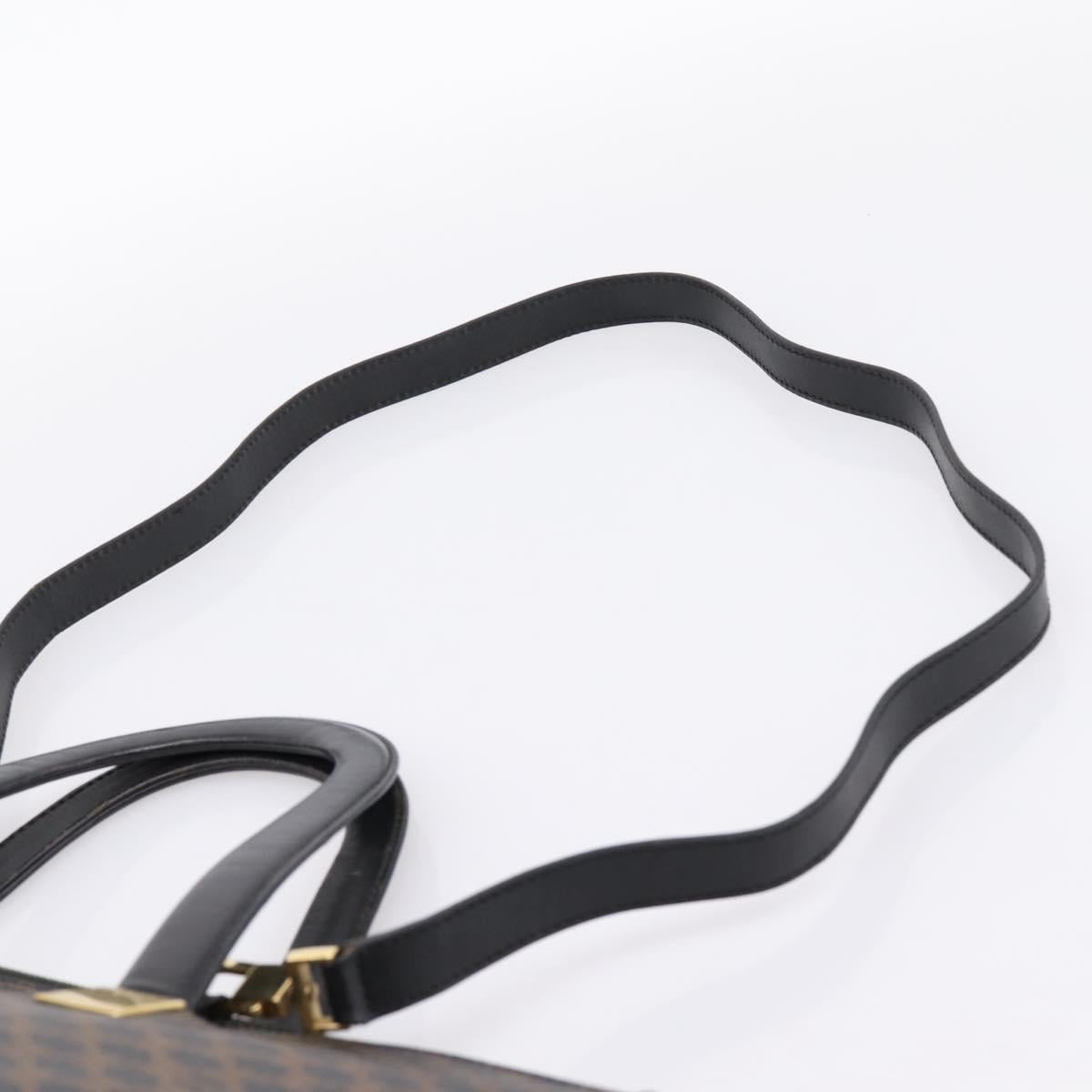 CELINE Macadam Hand Bag PVC Leather 2way Black Gold Tone Auth 205852