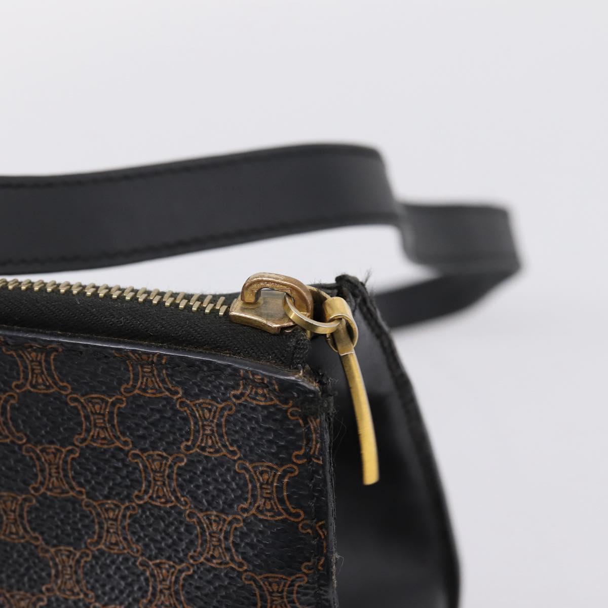 CELINE Macadam Hand Bag PVC Leather 2way Black Gold Tone Auth 205852