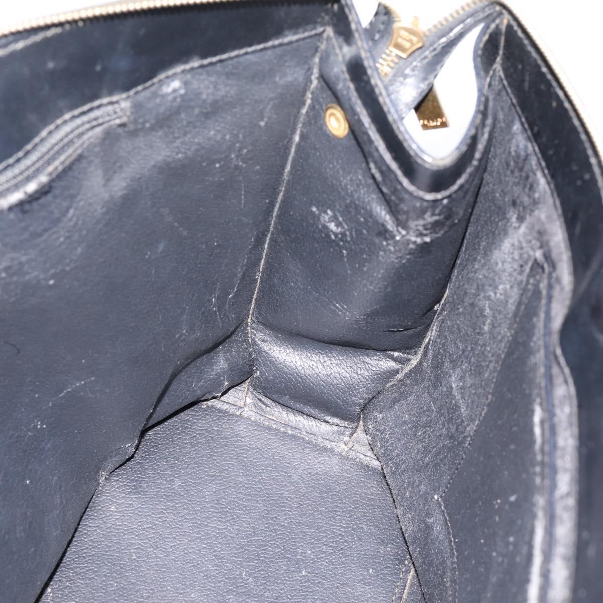 CELINE Macadam Hand Bag PVC Leather 2way Black Gold Tone Auth 205852