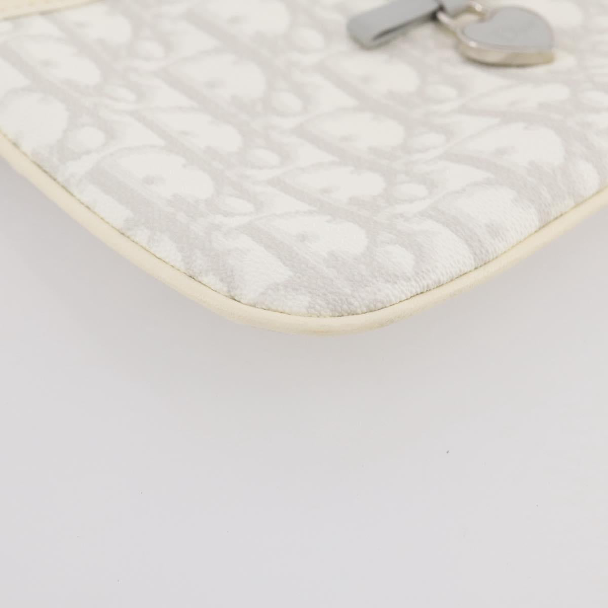 Christian Dior Romantic Accessory Pouch PVC Leather White Silver Auth 205858V