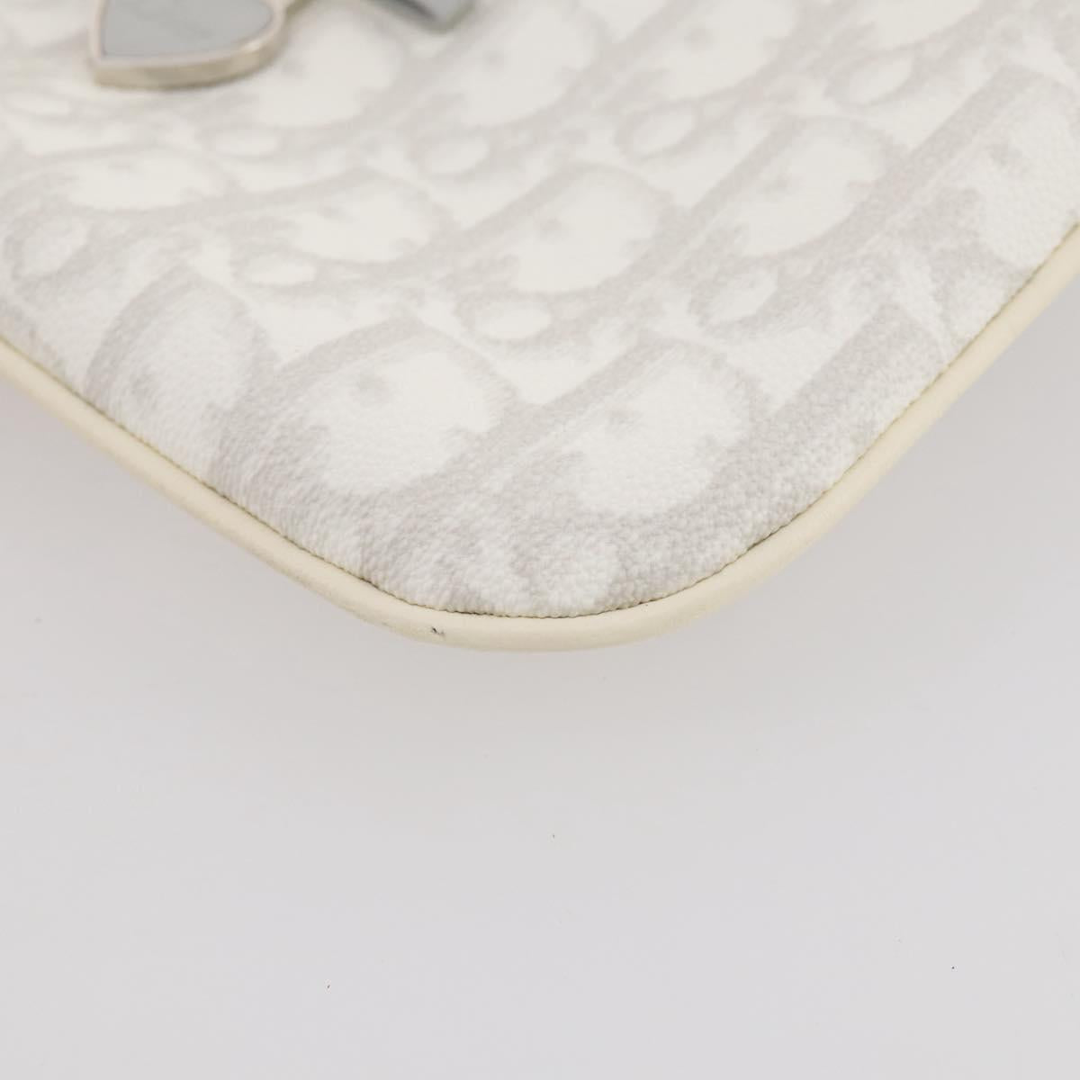 Christian Dior Romantic Accessory Pouch PVC Leather White Silver Auth 205858V