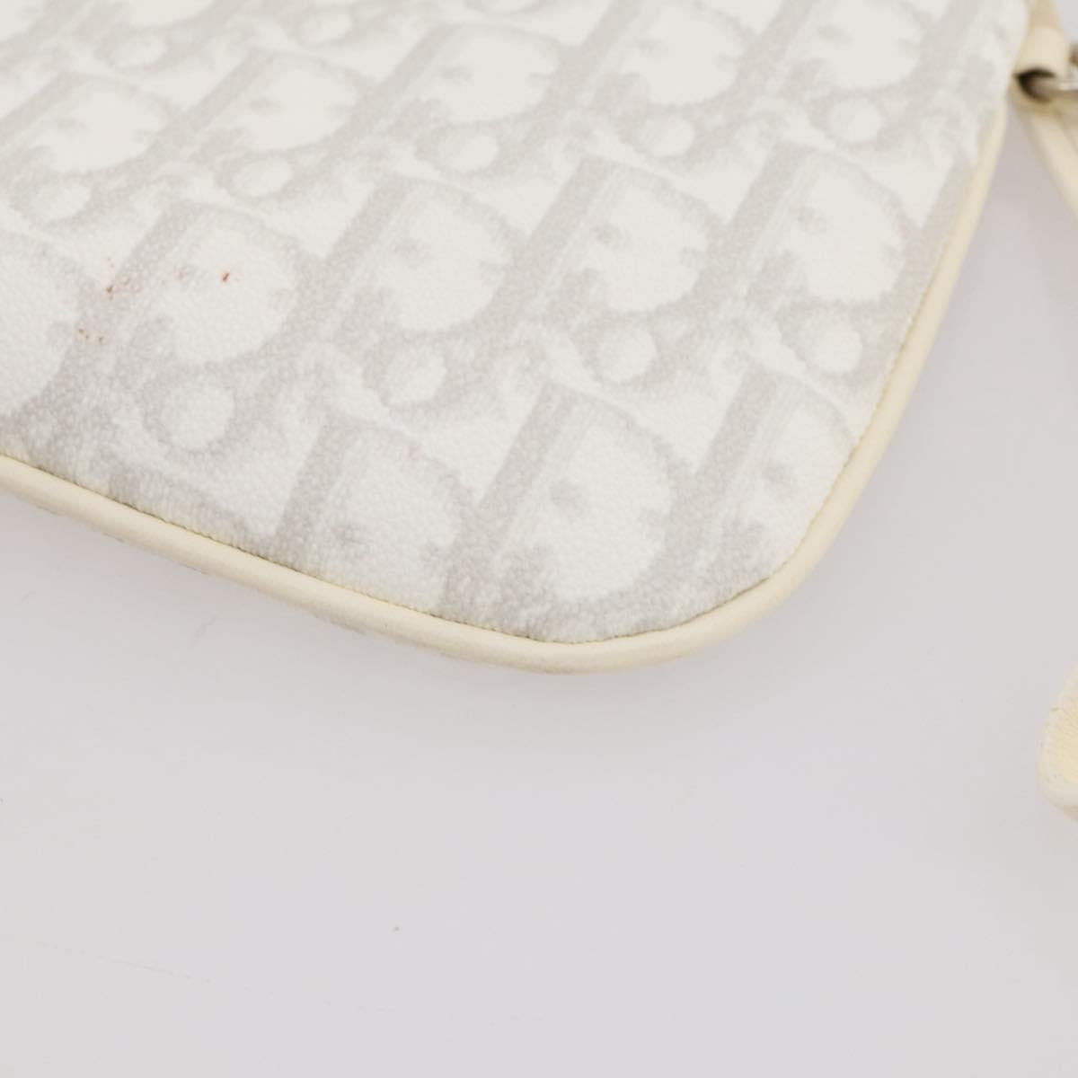 Christian Dior Romantic Accessory Pouch PVC Leather White Silver Auth 205858V