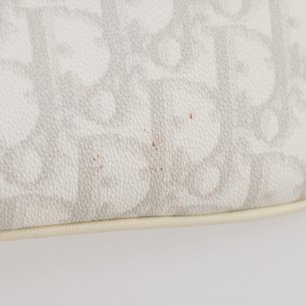Christian Dior Romantic Accessory Pouch PVC Leather White Silver Auth 205858V