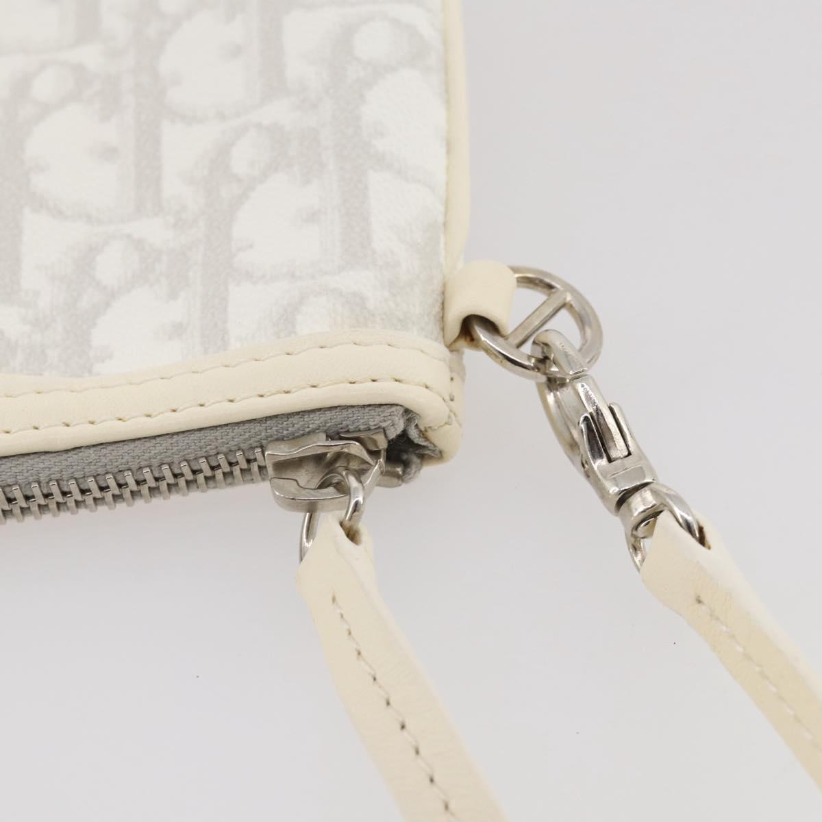Christian Dior Romantic Accessory Pouch PVC Leather White Silver Auth 205858V