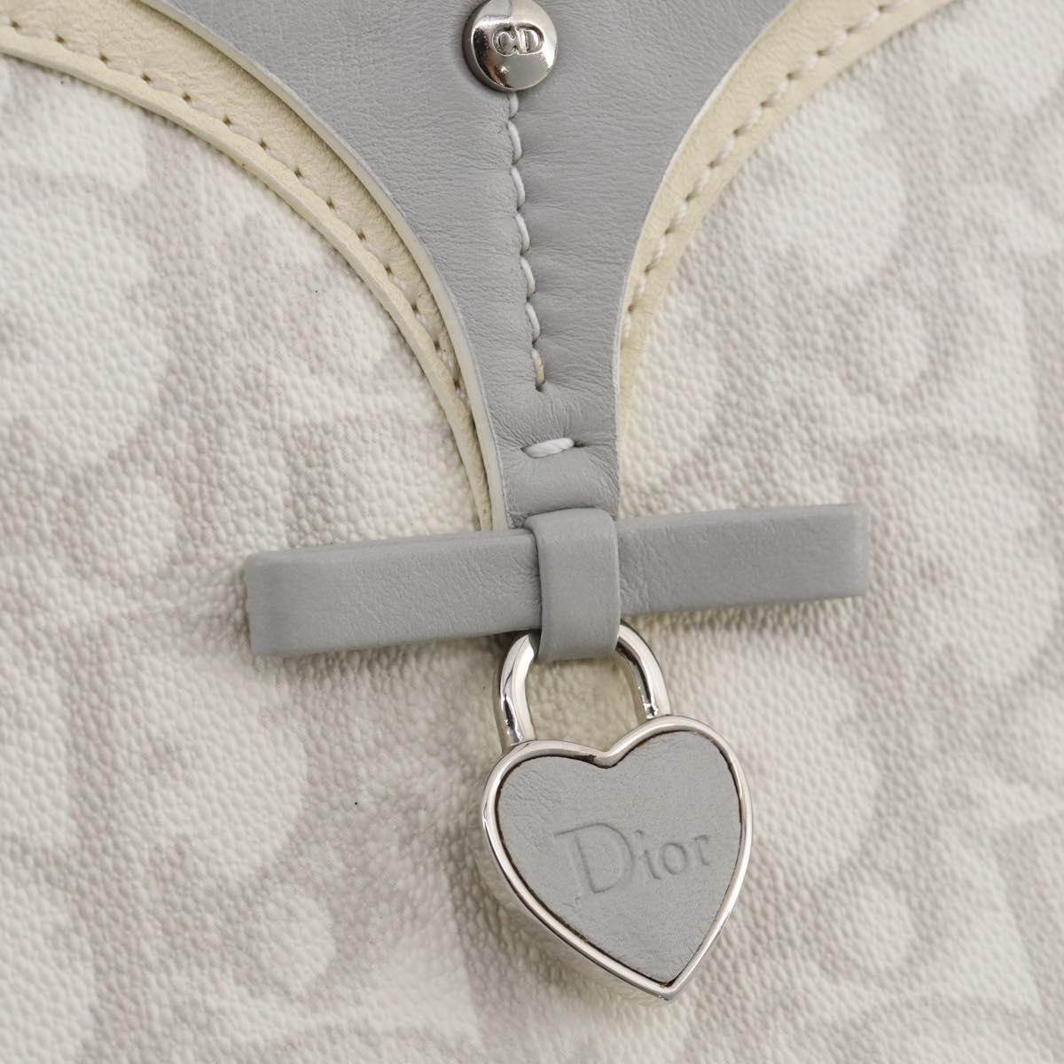 Christian Dior Romantic Accessory Pouch PVC Leather White Silver Auth 205858V