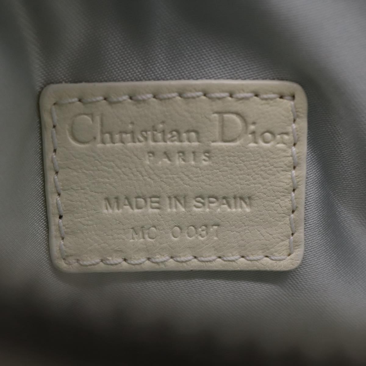 Christian Dior Romantic Accessory Pouch PVC Leather White Silver Auth 205858V