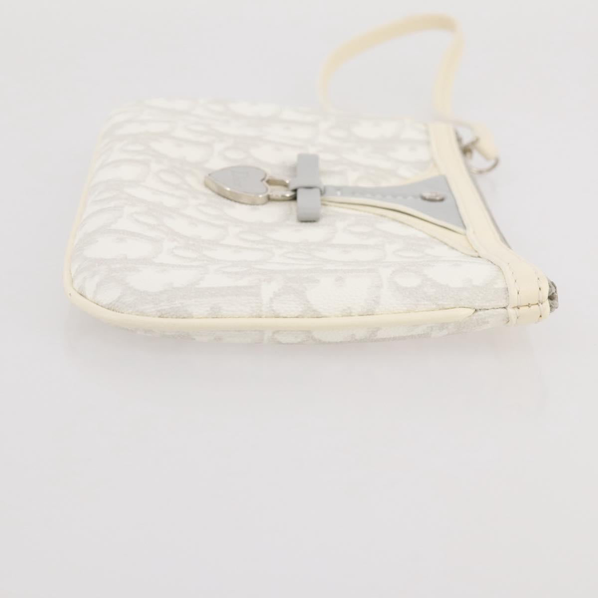 Christian Dior Romantic Accessory Pouch PVC Leather White Silver Auth 205858V