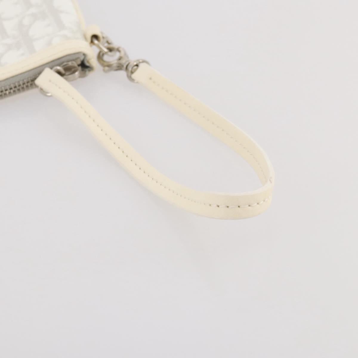 Christian Dior Romantic Accessory Pouch PVC Leather White Silver Auth 205858V