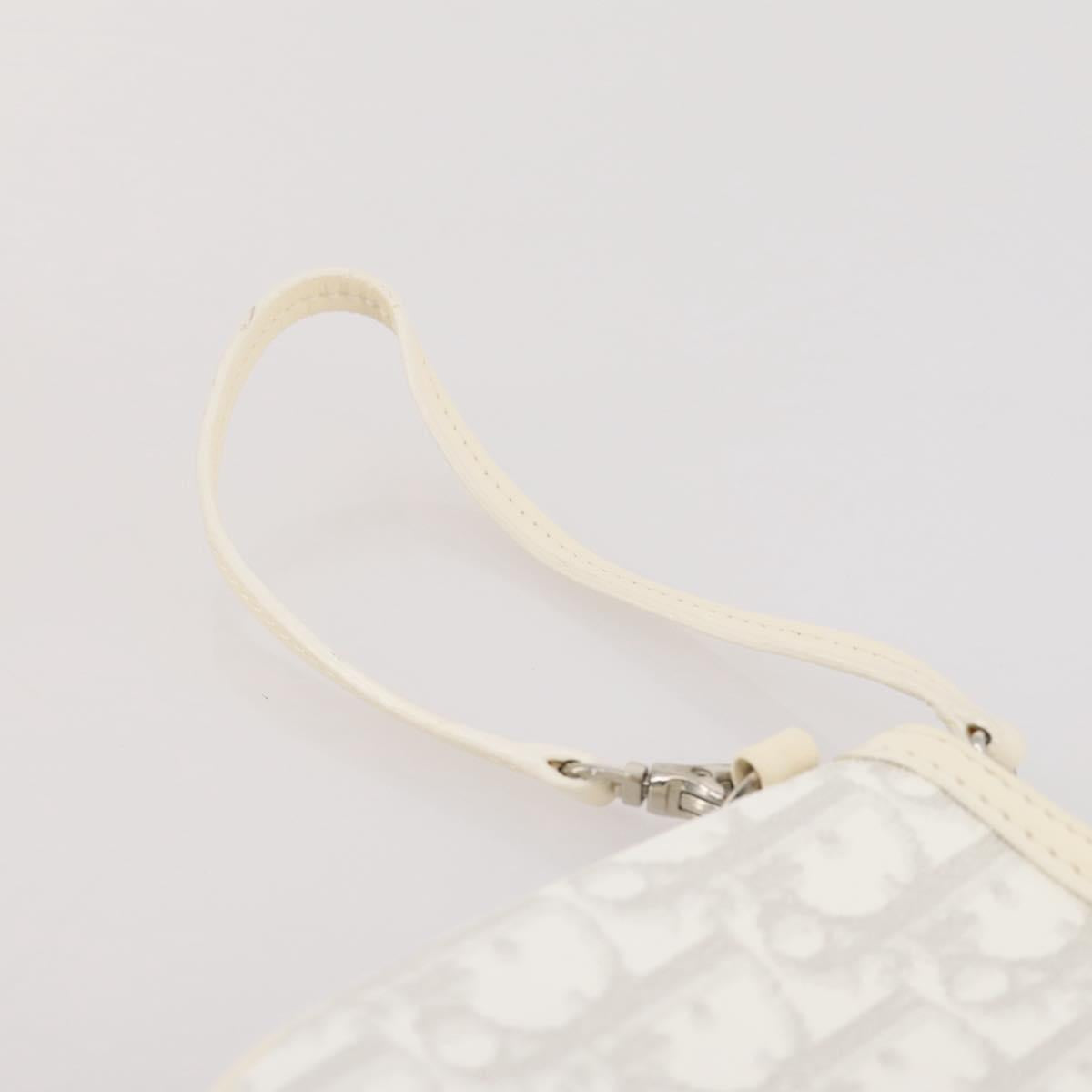 Christian Dior Romantic Accessory Pouch PVC Leather White Silver Auth 205858V