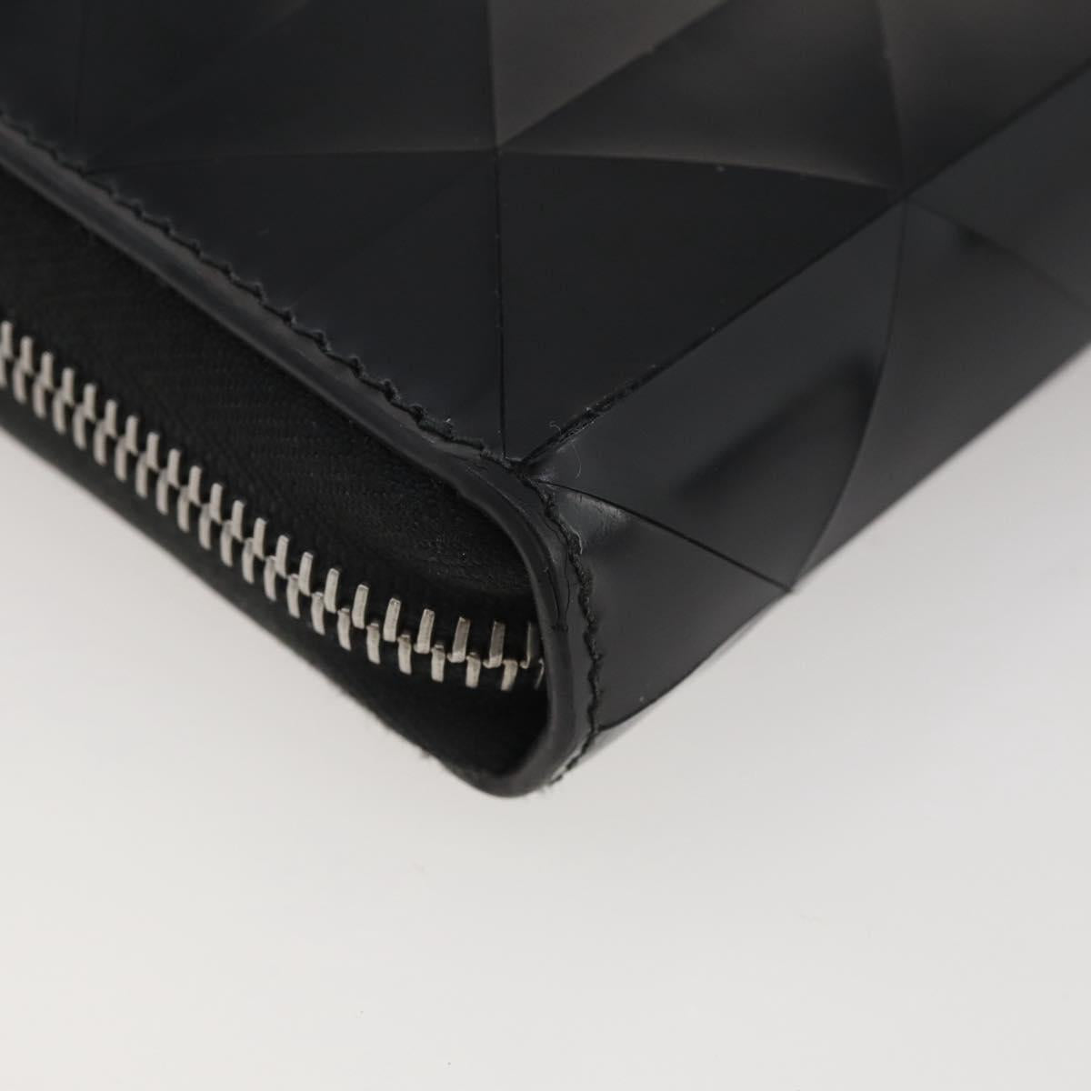 PRADA Long Wallet Leather Black Silver Auth 205863A