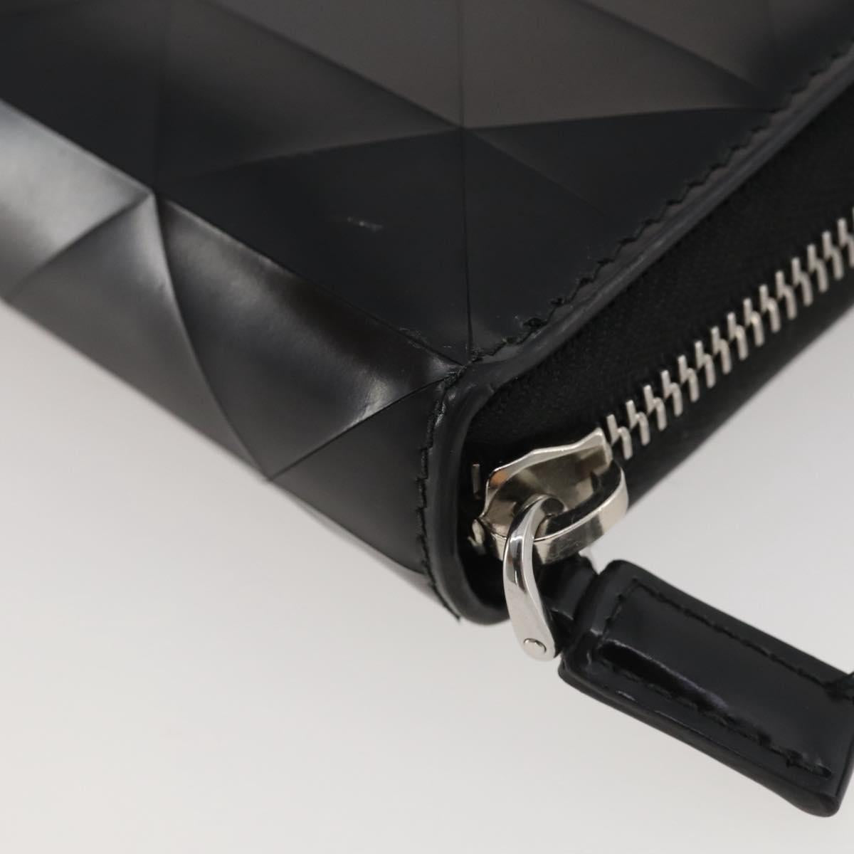 PRADA Long Wallet Leather Black Silver Auth 205863A