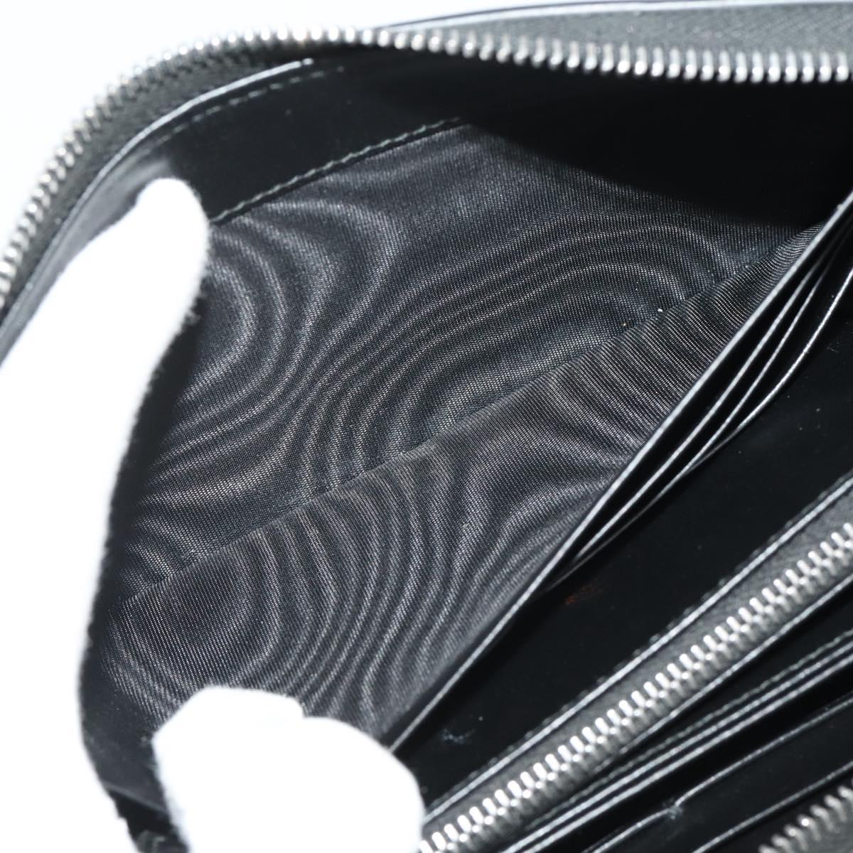 PRADA Long Wallet Leather Black Silver Auth 205863A