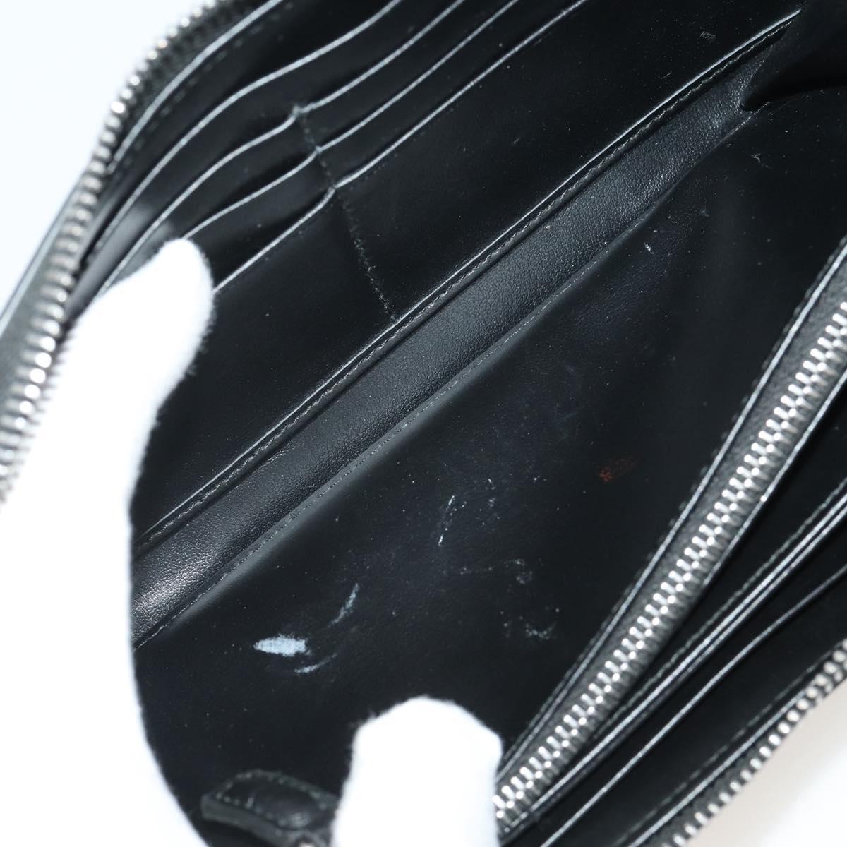 PRADA Long Wallet Leather Black Silver Auth 205863A