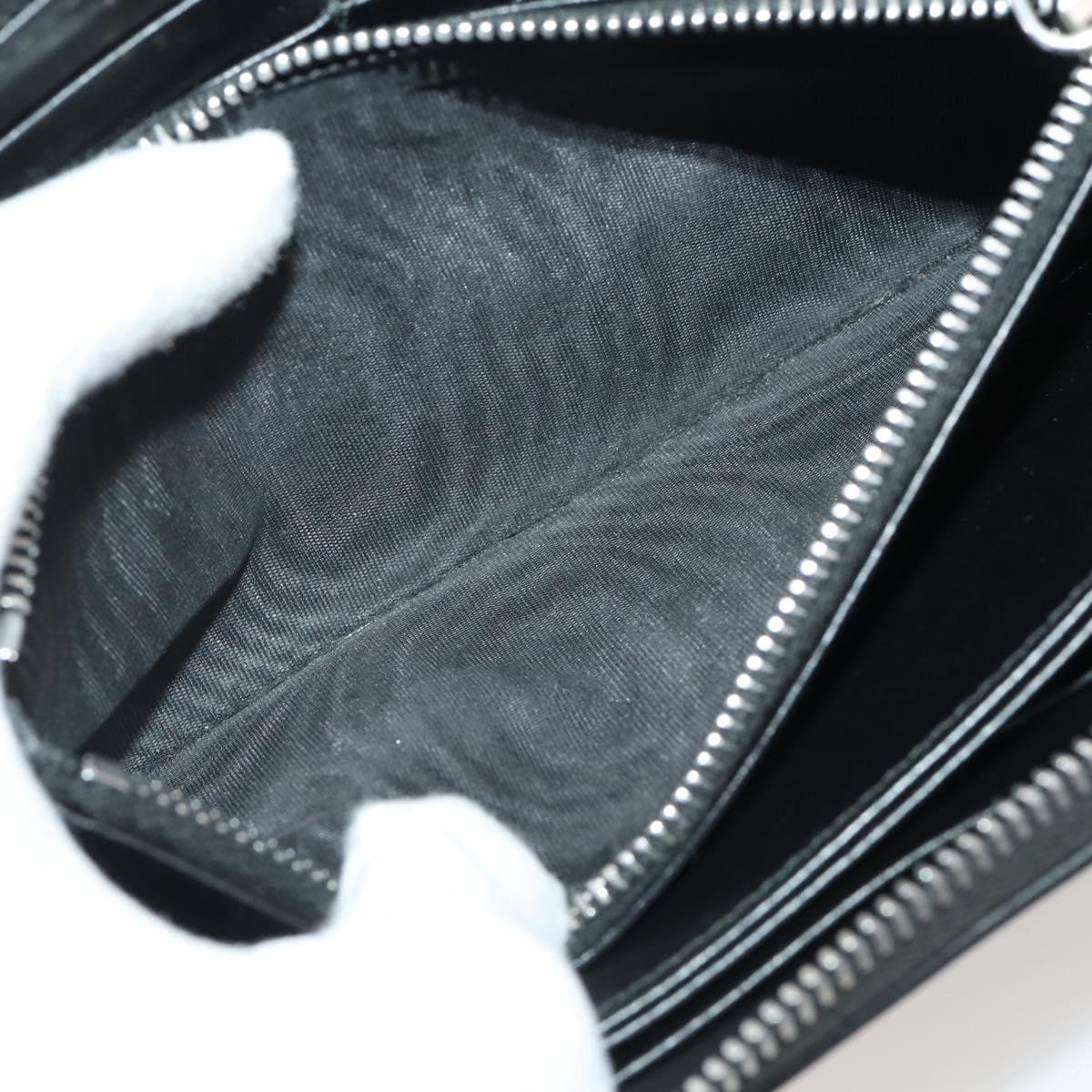 PRADA Long Wallet Leather Black Silver Auth 205863A