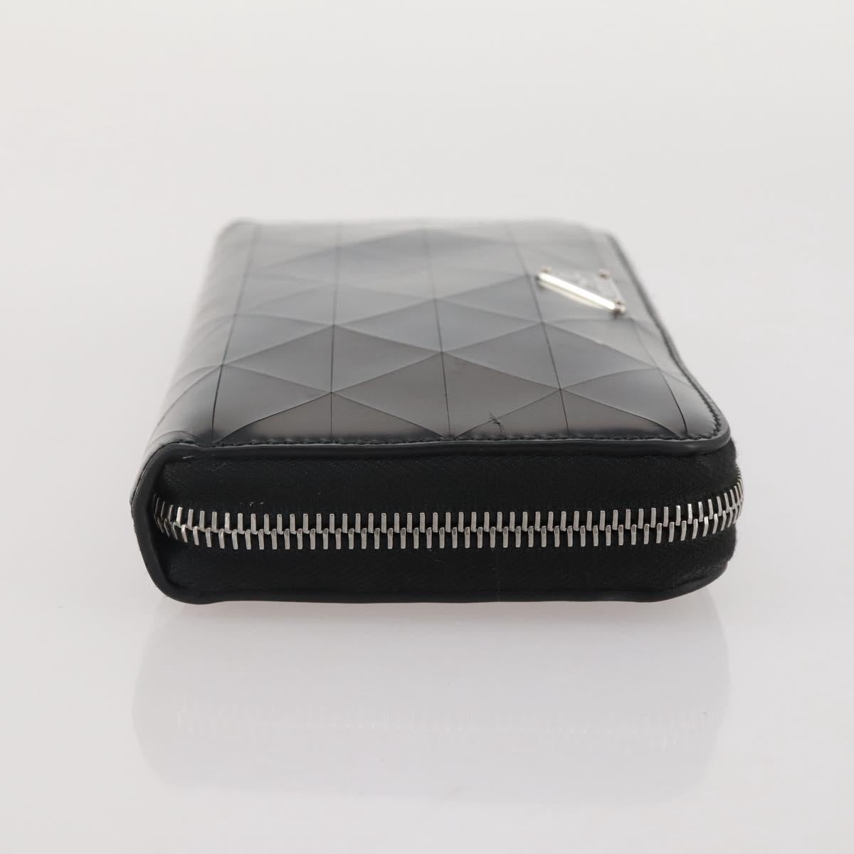 PRADA Long Wallet Leather Black Silver Auth 205863A