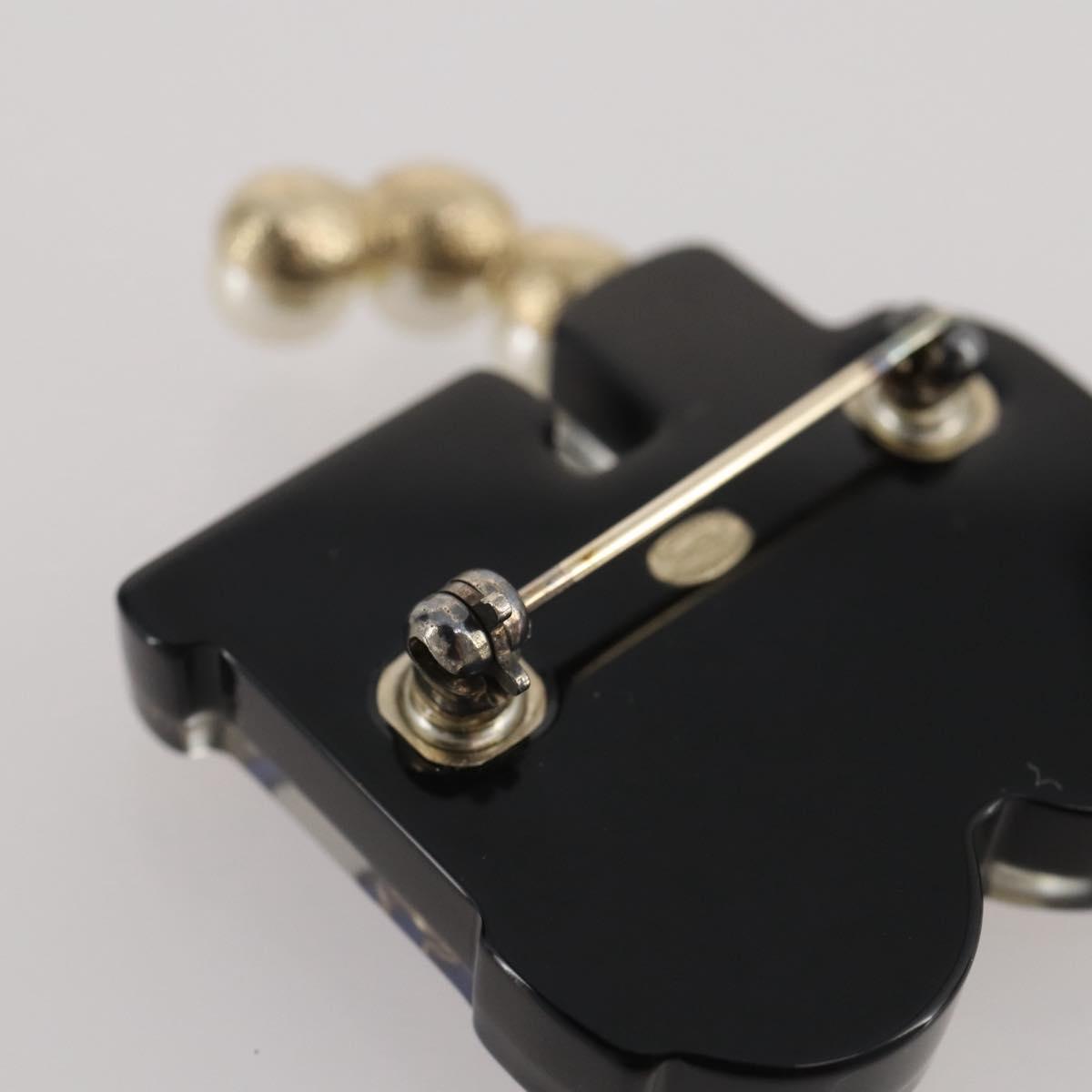 CHANEL Coco Train Brooch Metal Blue Gold Tone CC Auth 205865M
