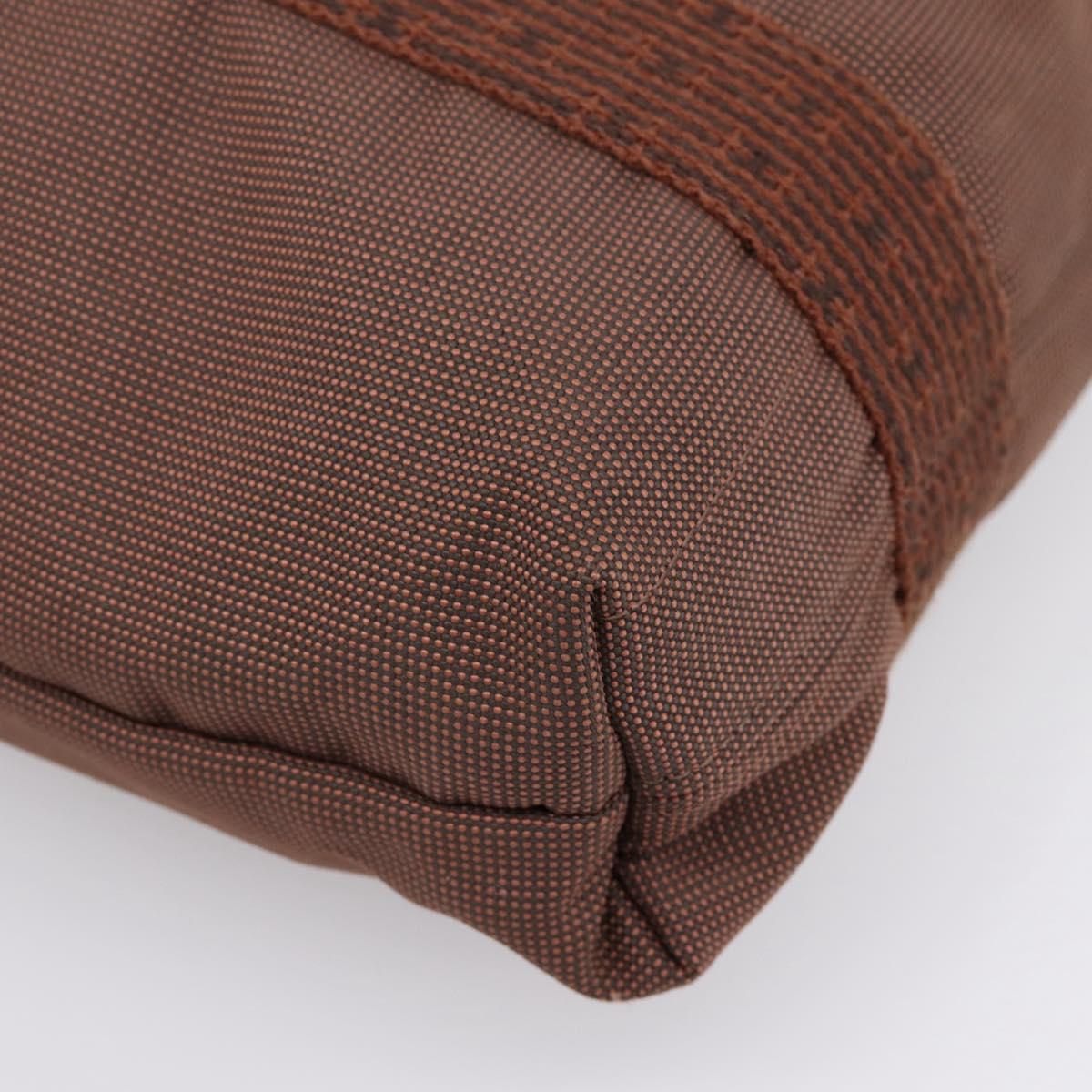 HERMES Her Line Cabas Hand Bag Canvas Brown Auth 205879A