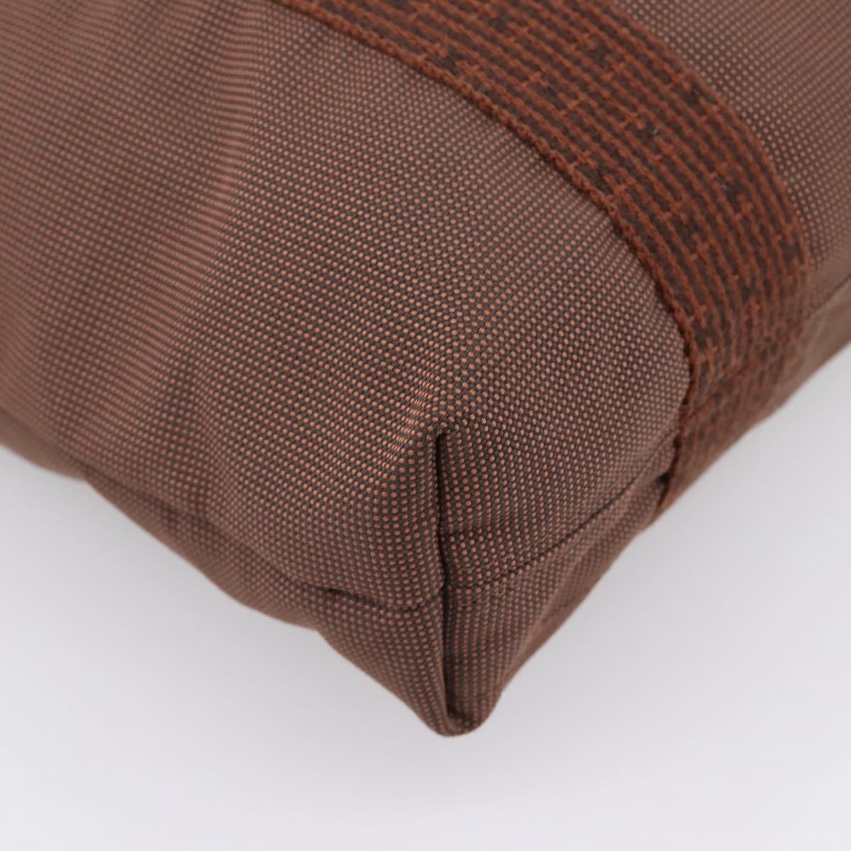 HERMES Her Line Cabas Hand Bag Canvas Brown Auth 205879A