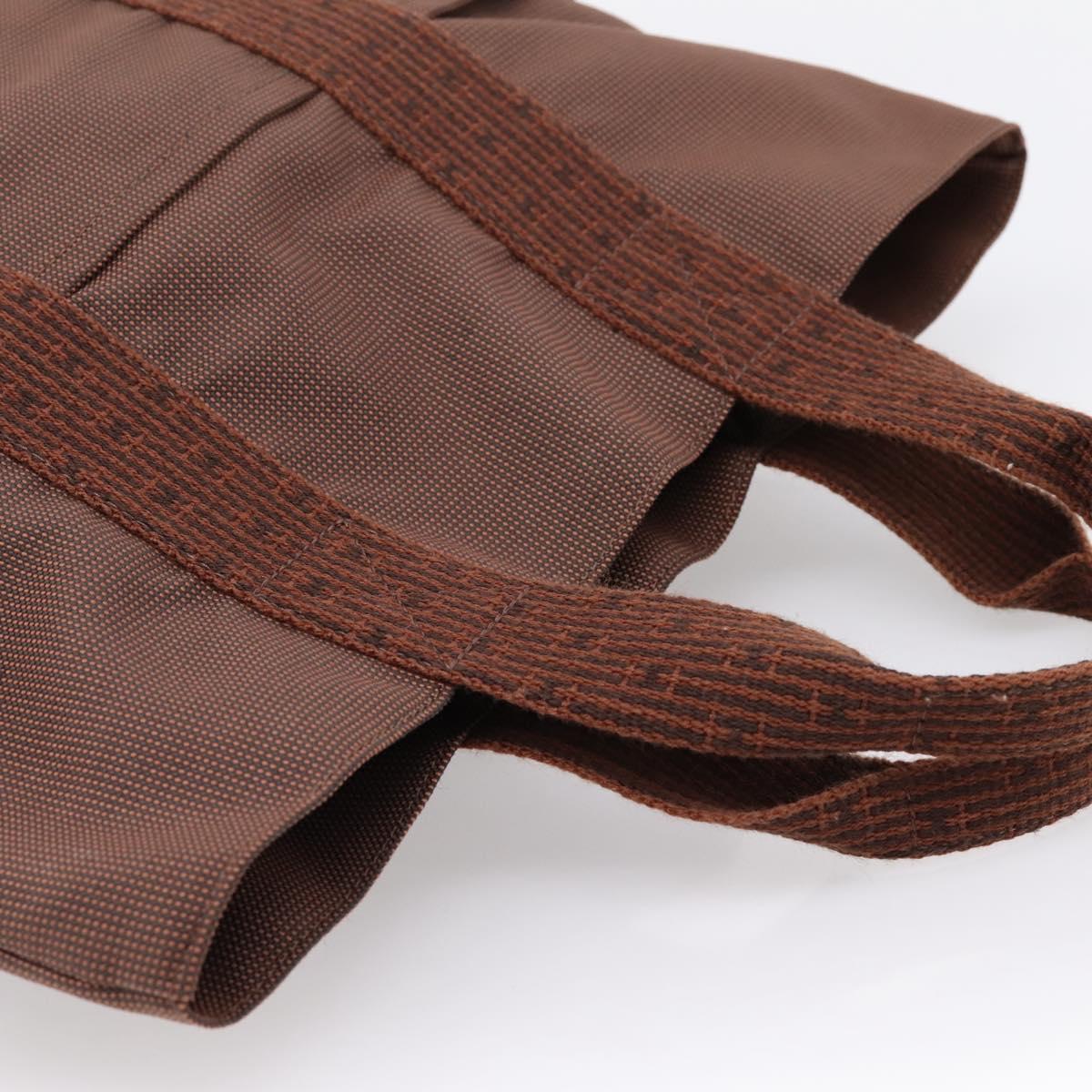 HERMES Her Line Cabas Hand Bag Canvas Brown Auth 205879A