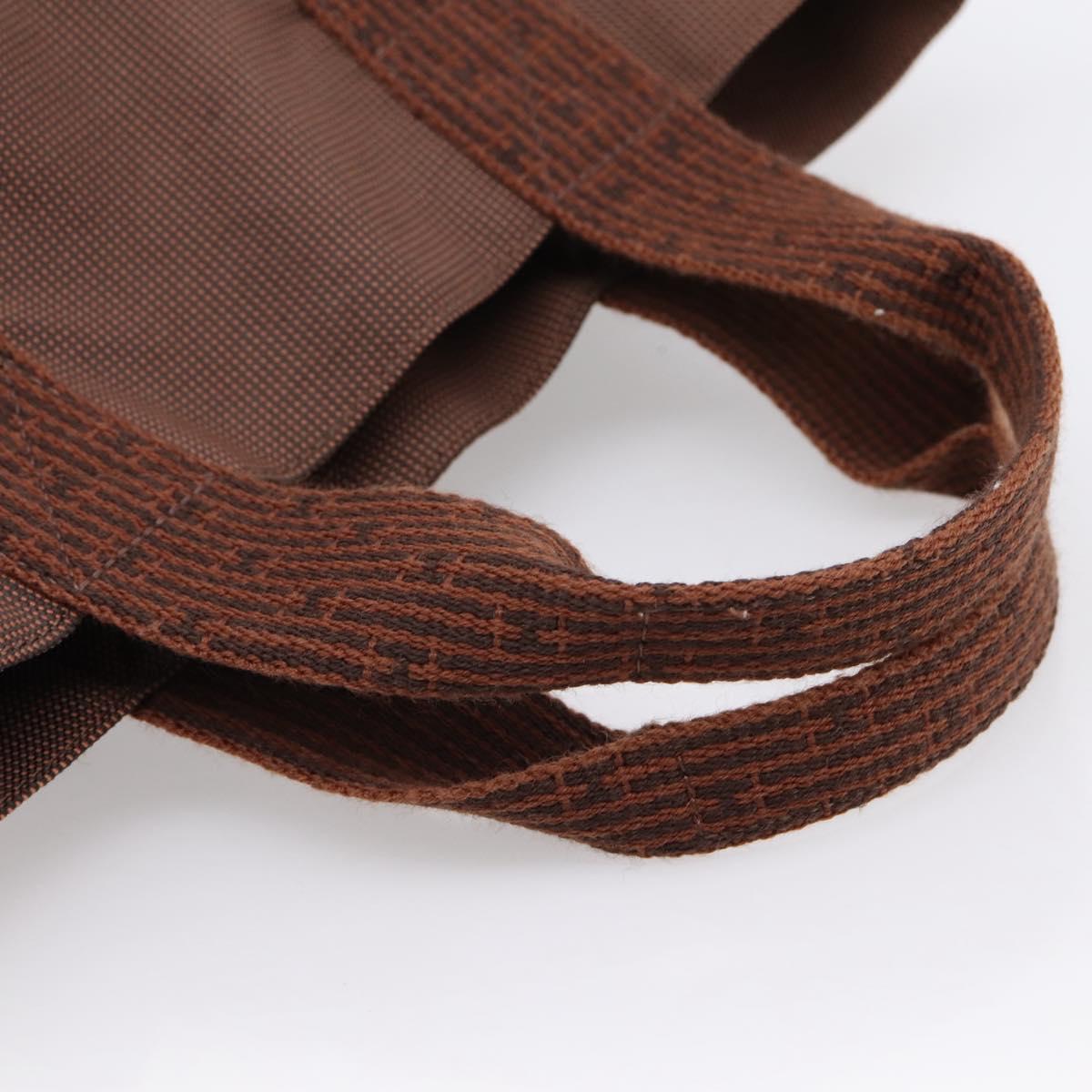 HERMES Her Line Cabas Hand Bag Canvas Brown Auth 205879A