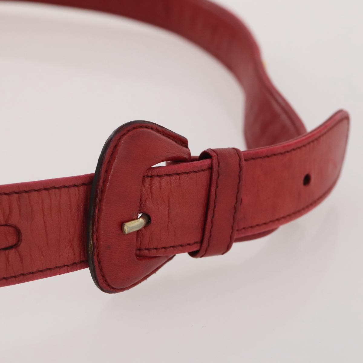 CHANEL Matelasse Waist Bag Leather Red Gold Tone CC Auth 205887