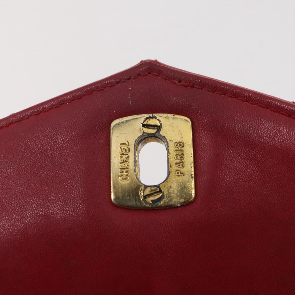 CHANEL Matelasse Waist Bag Leather Red Gold Tone CC Auth 205887