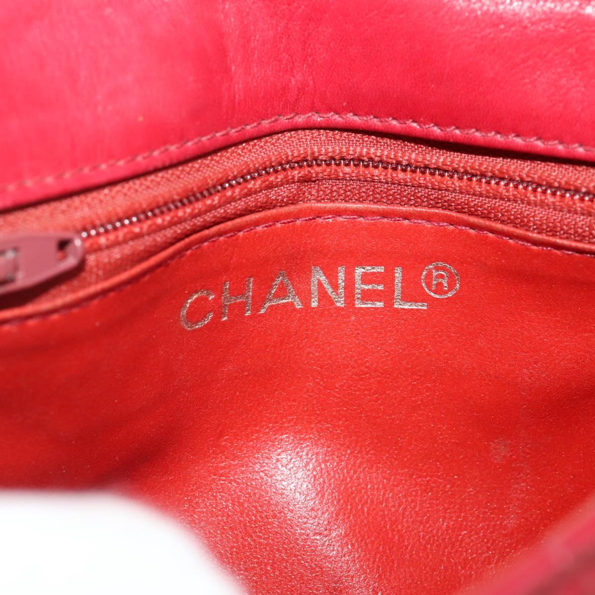 CHANEL Matelasse Waist Bag Leather Red Gold Tone CC Auth 205887