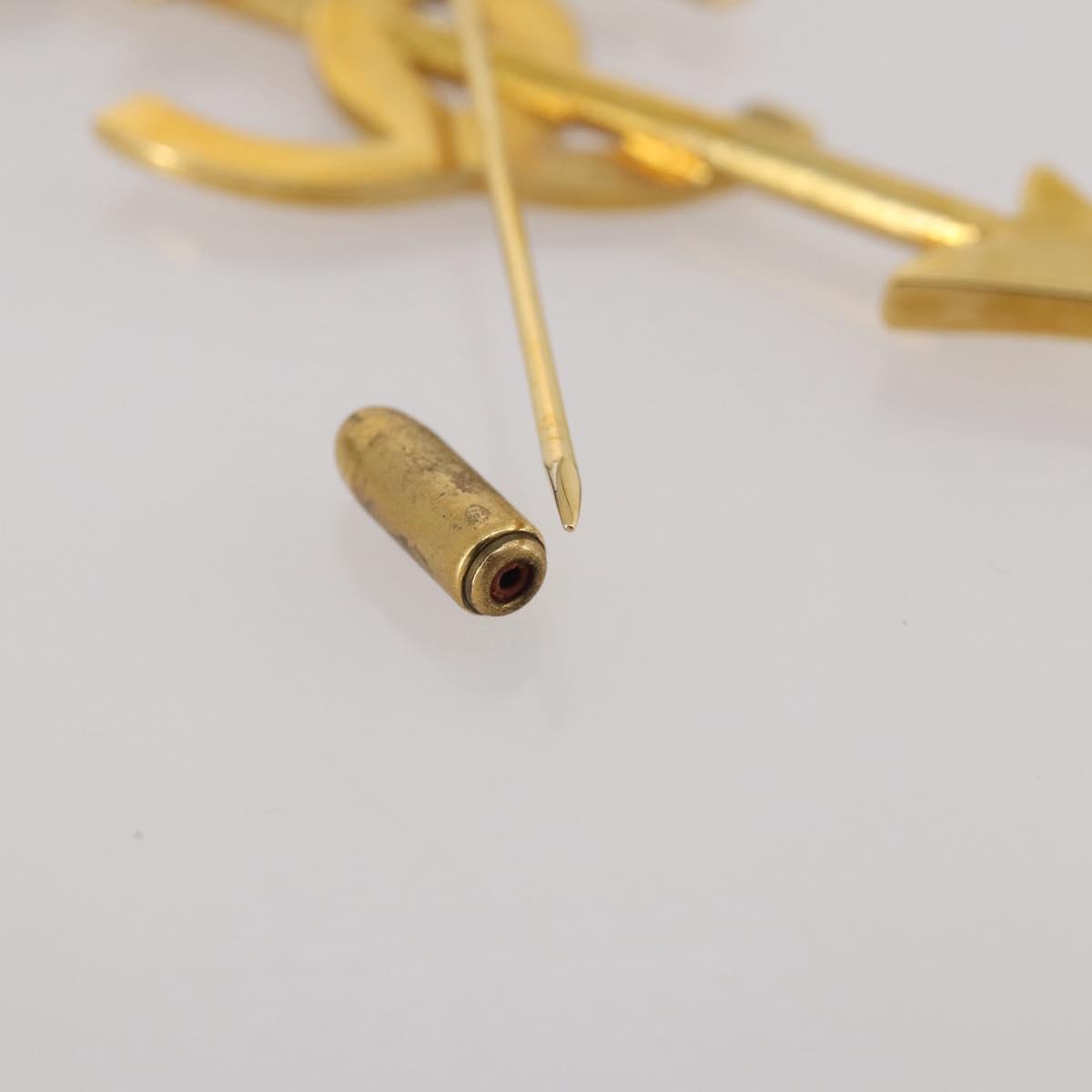 CHANEL COCO Mark Brooch Metal Gold Tone CC Auth 205891M