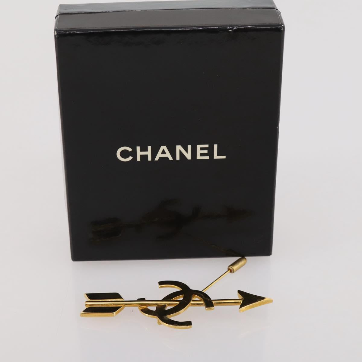 CHANEL COCO Mark Brooch Metal Gold Tone CC Auth 205891M