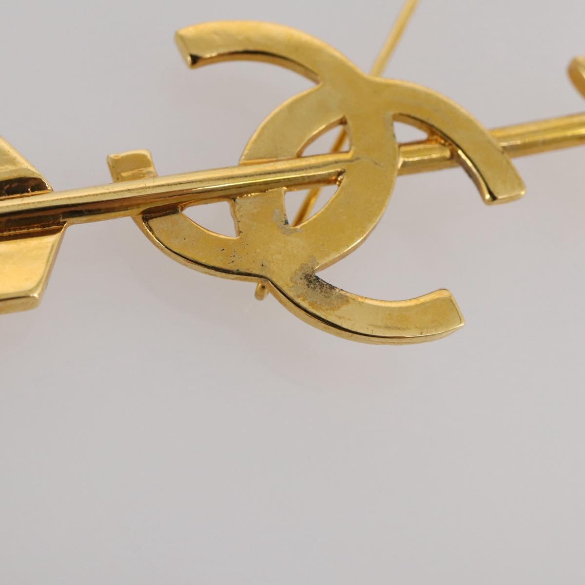 CHANEL COCO Mark Brooch Metal Gold Tone CC Auth 205891M