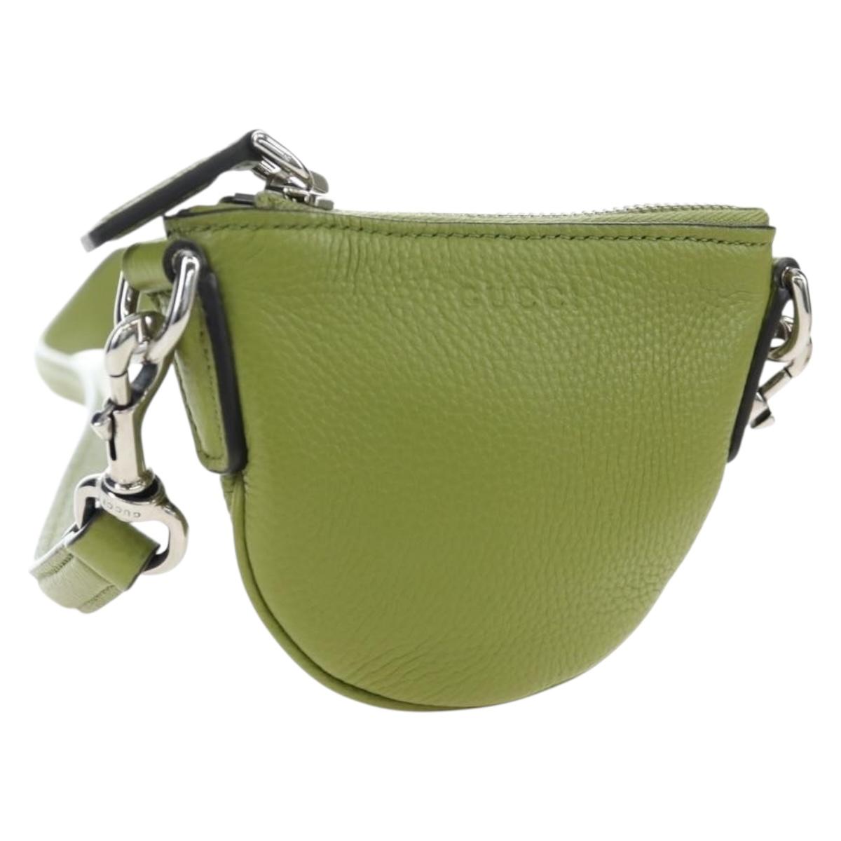 GUCCI Web Sherry Line Mini Shoulder Bag Leather Green Silver 821831 Auth 205894V