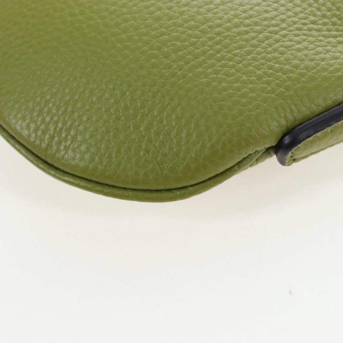 GUCCI Web Sherry Line Mini Shoulder Bag Leather Green Silver 821831 Auth 205894V