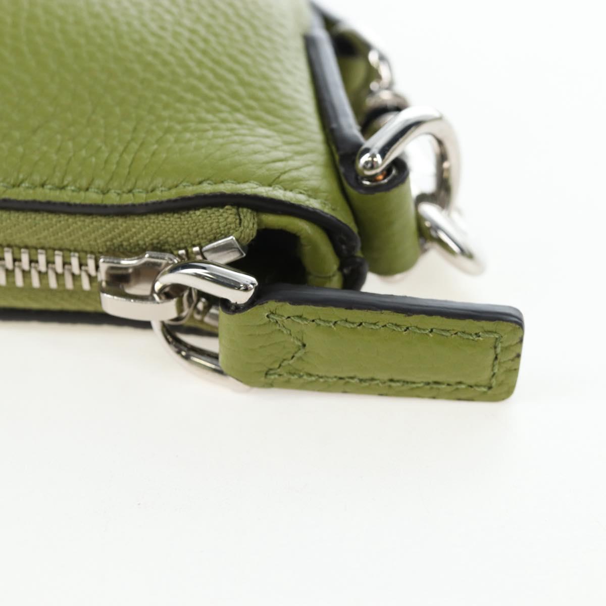 GUCCI Web Sherry Line Mini Shoulder Bag Leather Green Silver 821831 Auth 205894V