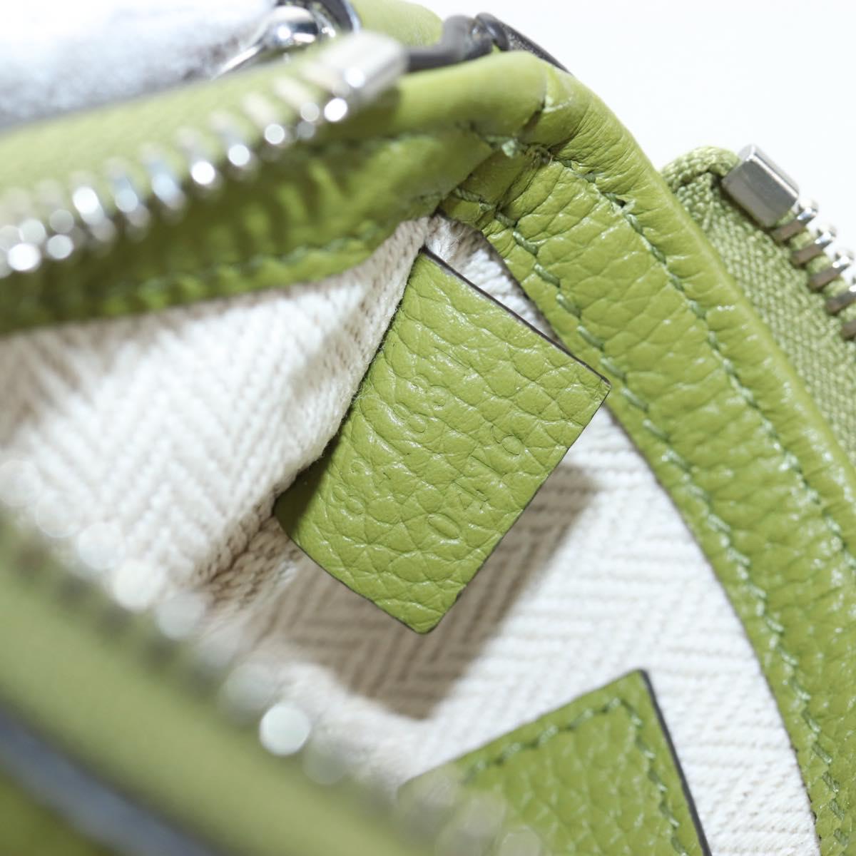 GUCCI Web Sherry Line Mini Shoulder Bag Leather Green Silver 821831 Auth 205894V
