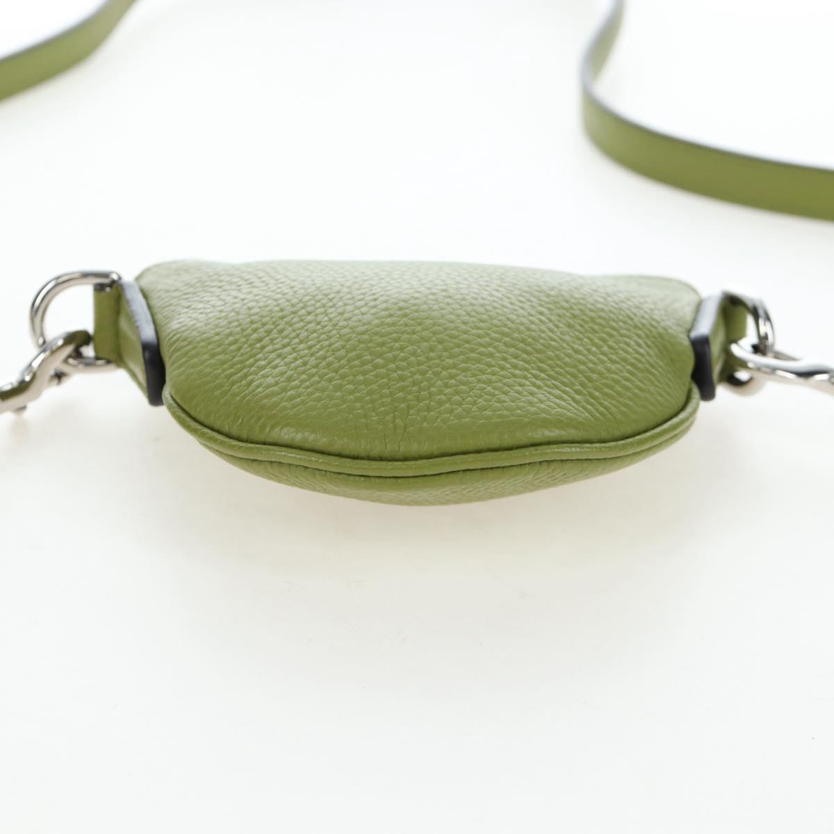 GUCCI Web Sherry Line Mini Shoulder Bag Leather Green Silver 821831 Auth 205895V