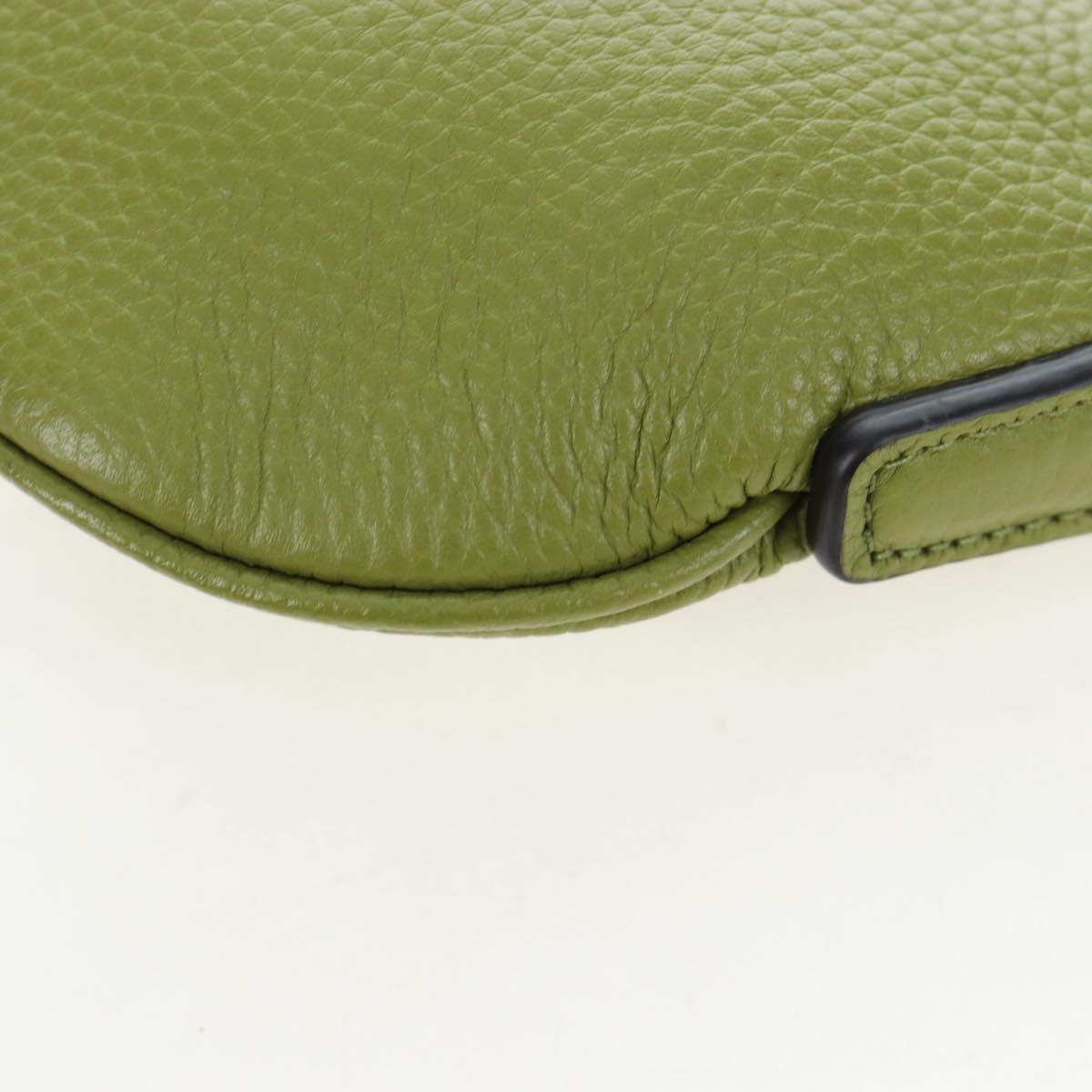 GUCCI Web Sherry Line Mini Shoulder Bag Leather Green Silver 821831 Auth 205895V
