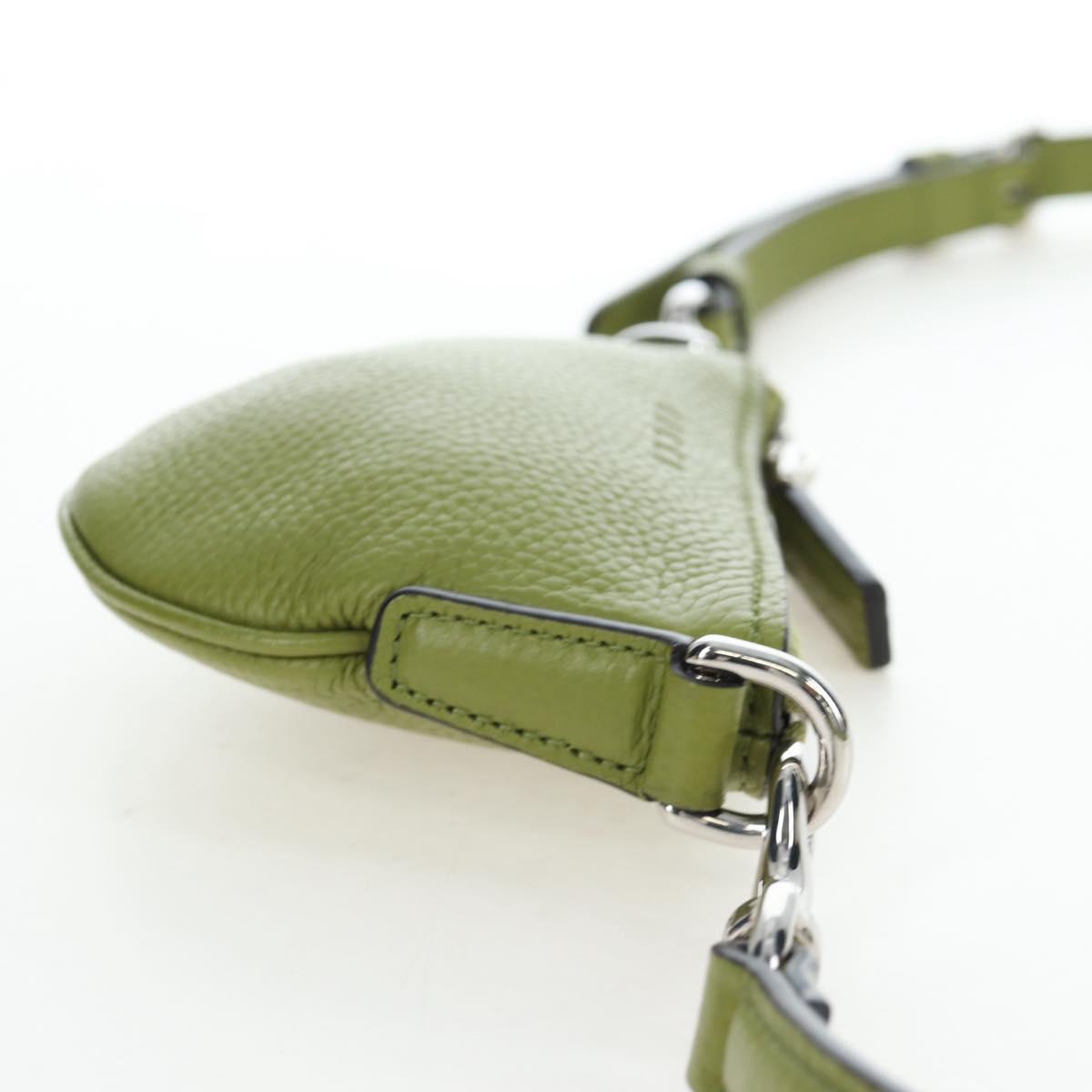 GUCCI Web Sherry Line Mini Shoulder Bag Leather Green Silver 821831 Auth 205895V