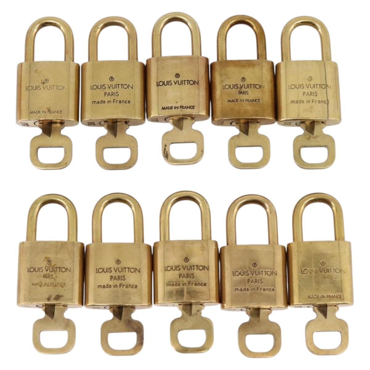 LOUIS VUITTON Padlock Metal 10 Set Gold Tone LV Auth 205896