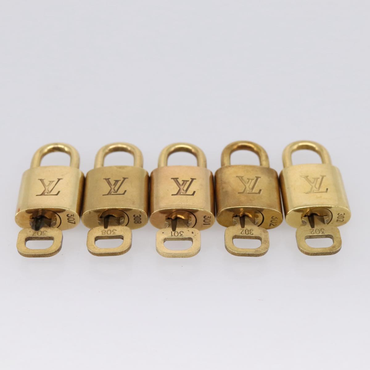LOUIS VUITTON Padlock Metal 10 Set Gold Tone LV Auth 205896