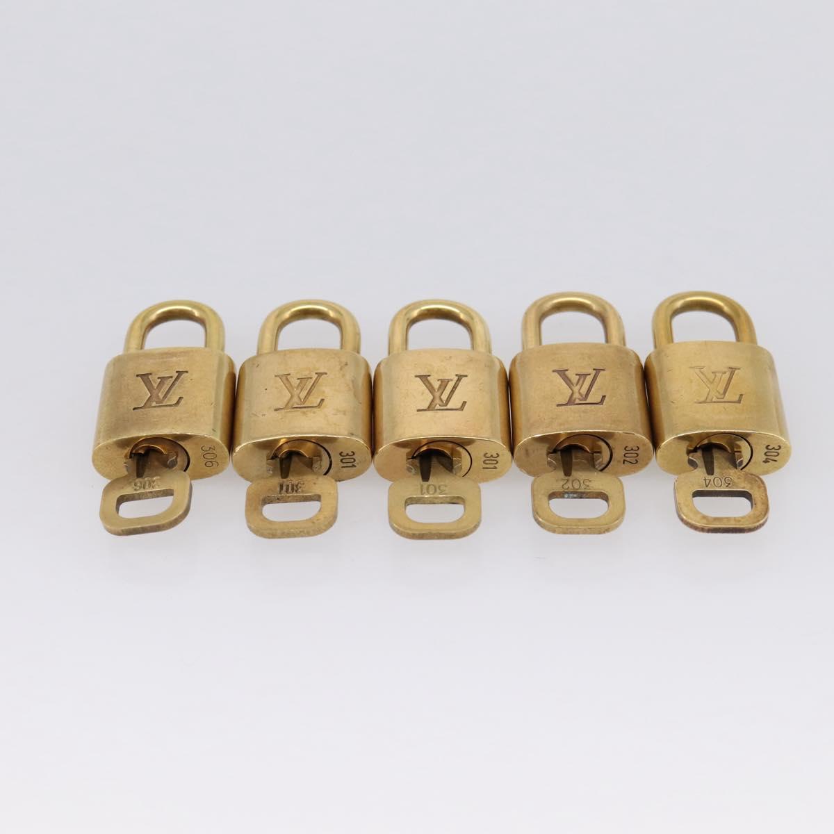 LOUIS VUITTON Padlock Metal 10 Set Gold Tone LV Auth 205896