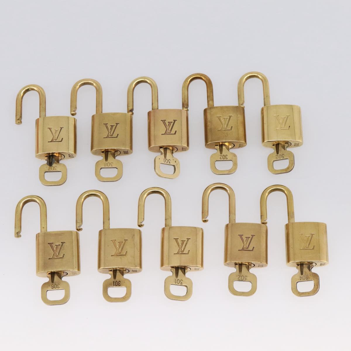 LOUIS VUITTON Padlock Metal 10 Set Gold Tone LV Auth 205896