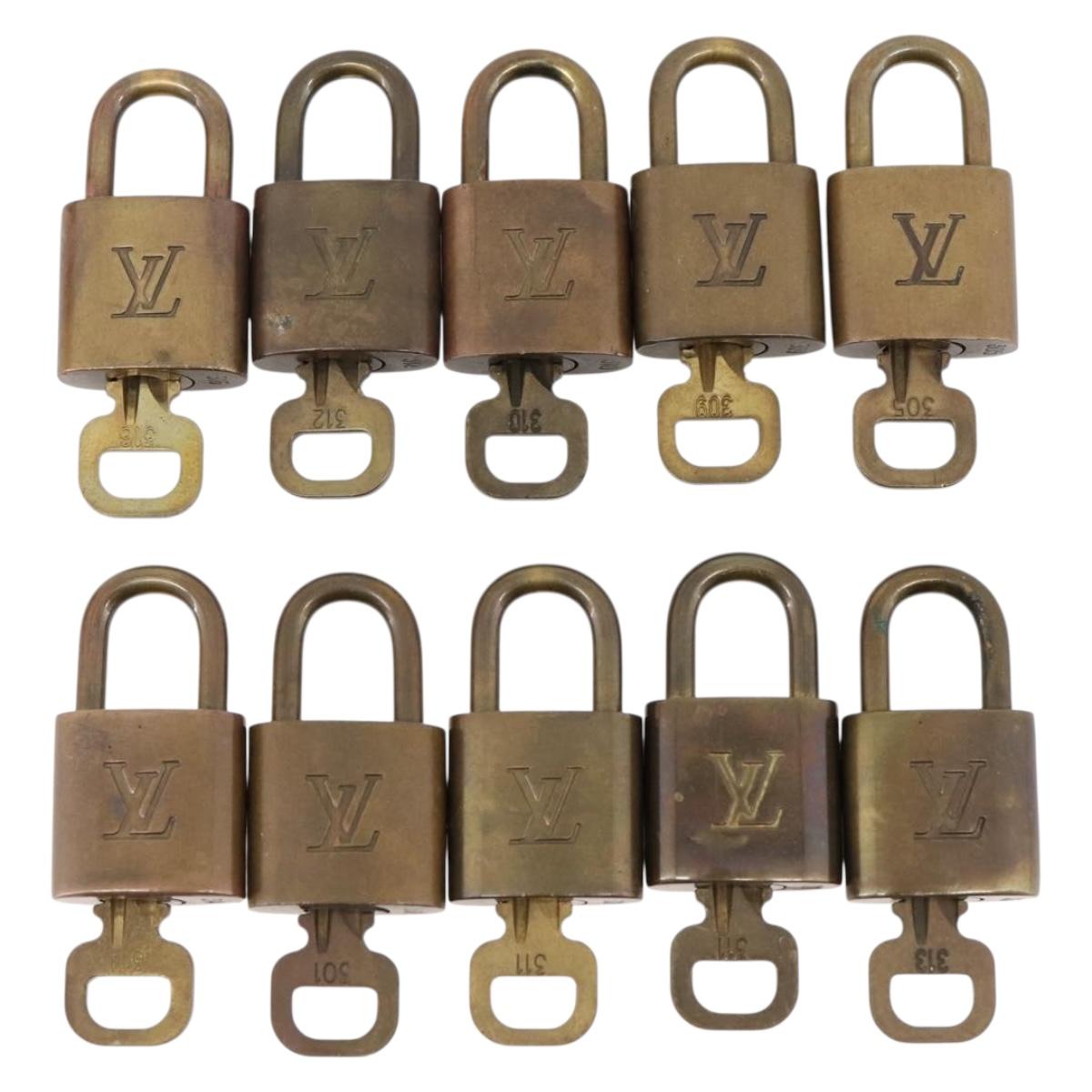 LOUIS VUITTON Padlock Metal 10 Set Gold Tone LV Auth 205897