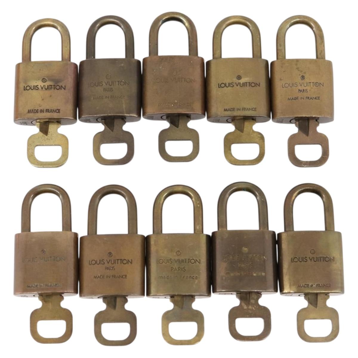 LOUIS VUITTON Padlock Metal 10 Set Gold Tone LV Auth 205897