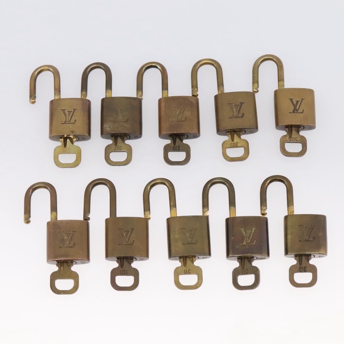 LOUIS VUITTON Padlock Metal 10 Set Gold Tone LV Auth 205897