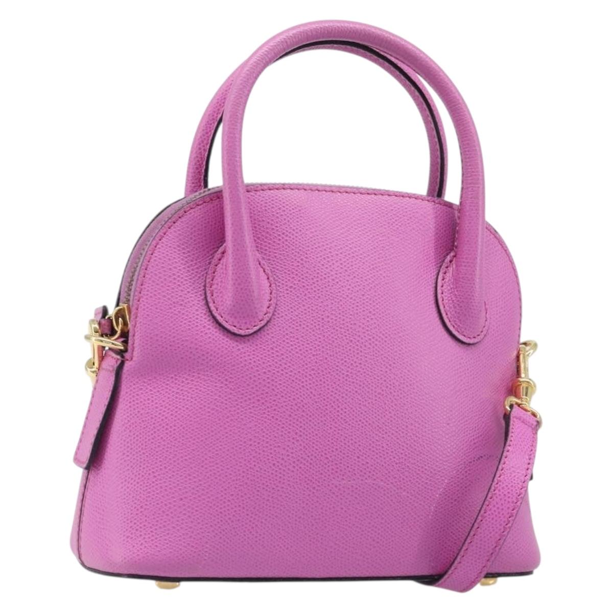 CELINE Hand Bag Leather 2way Pink Gold Tone Auth 205901A