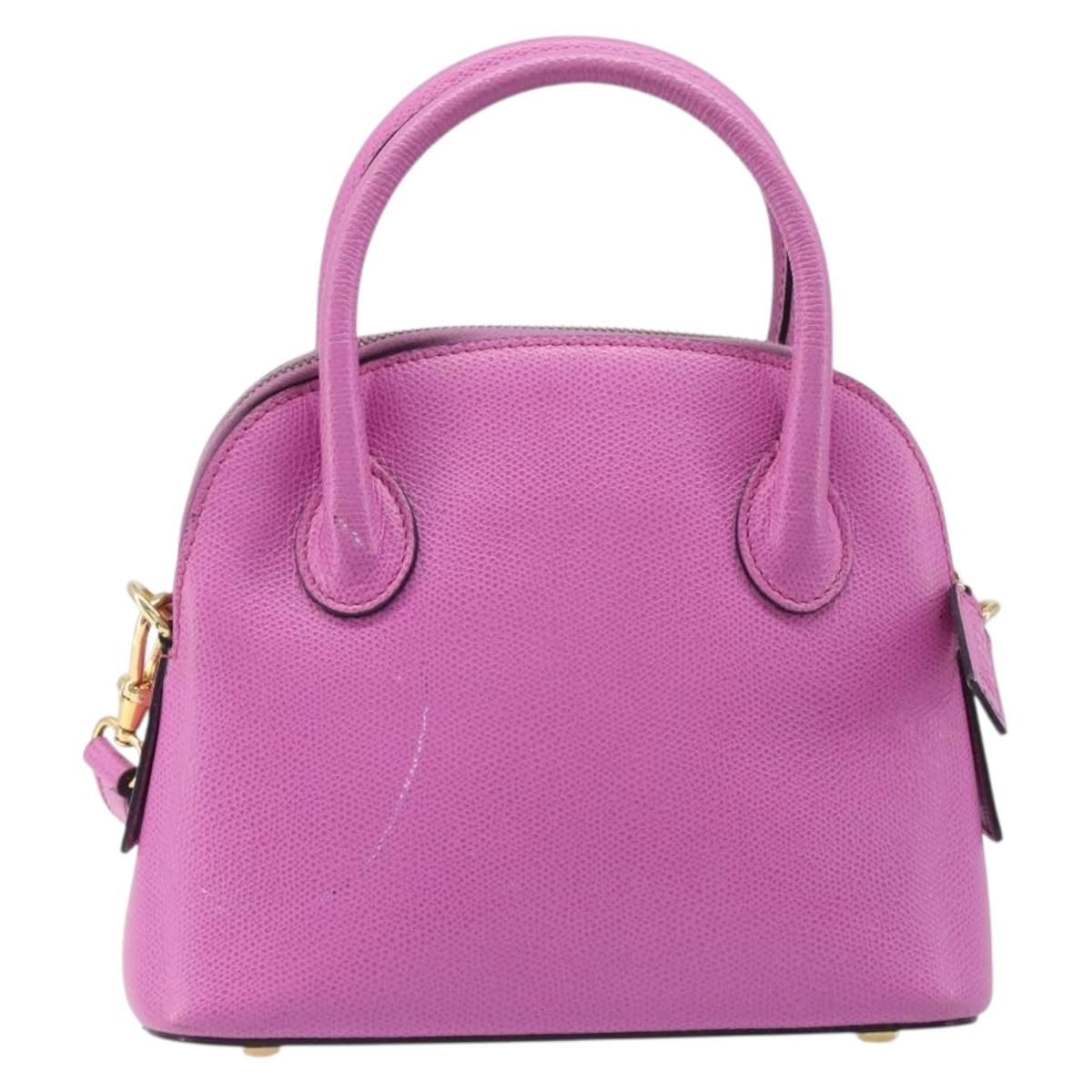 CELINE Hand Bag Leather 2way Pink Gold Tone Auth 205901A