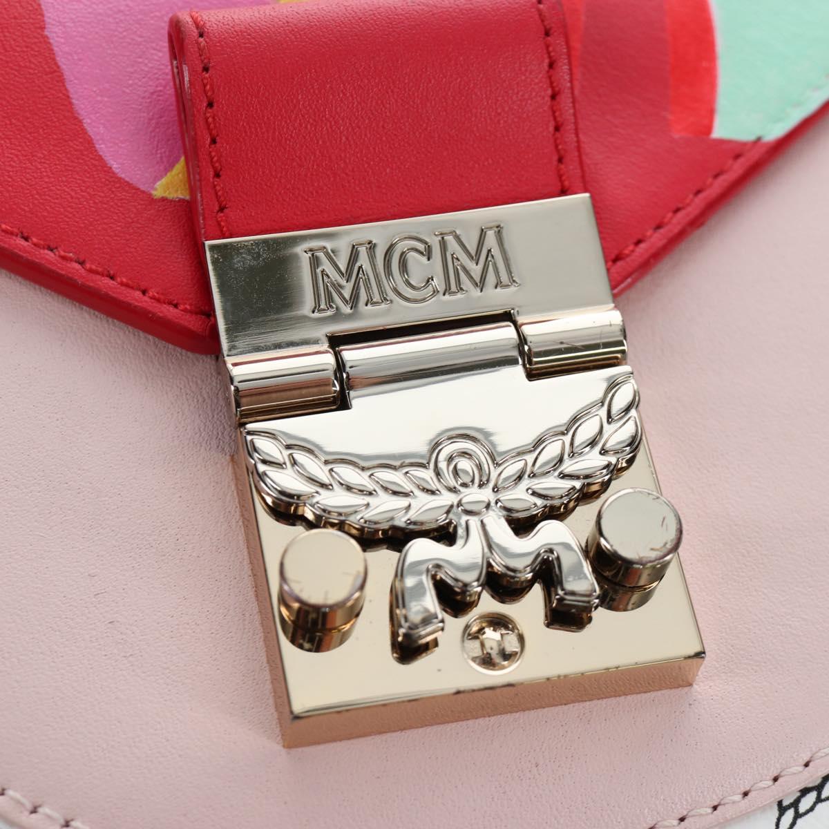 MCM Vicetos Tracy Shoulder Bag PVC Leather Pink Silver Auth 205914V
