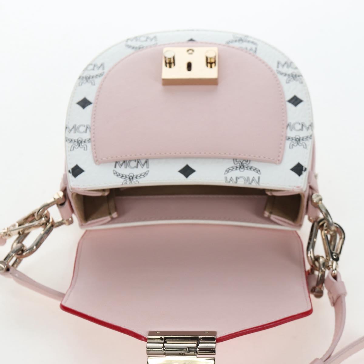 MCM Vicetos Tracy Shoulder Bag PVC Leather Pink Silver Auth 205914V
