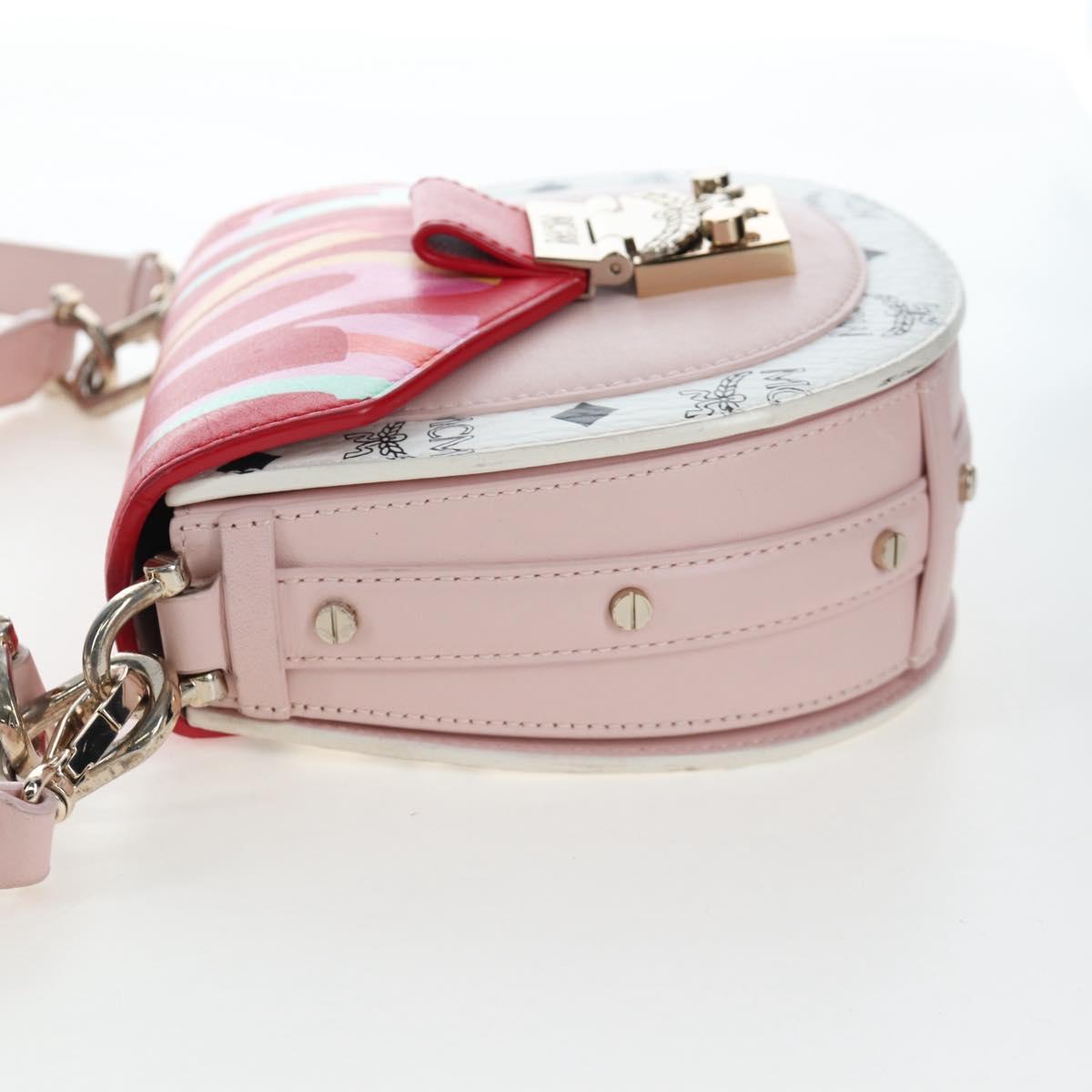 MCM Vicetos Tracy Shoulder Bag PVC Leather Pink Silver Auth 205914V
